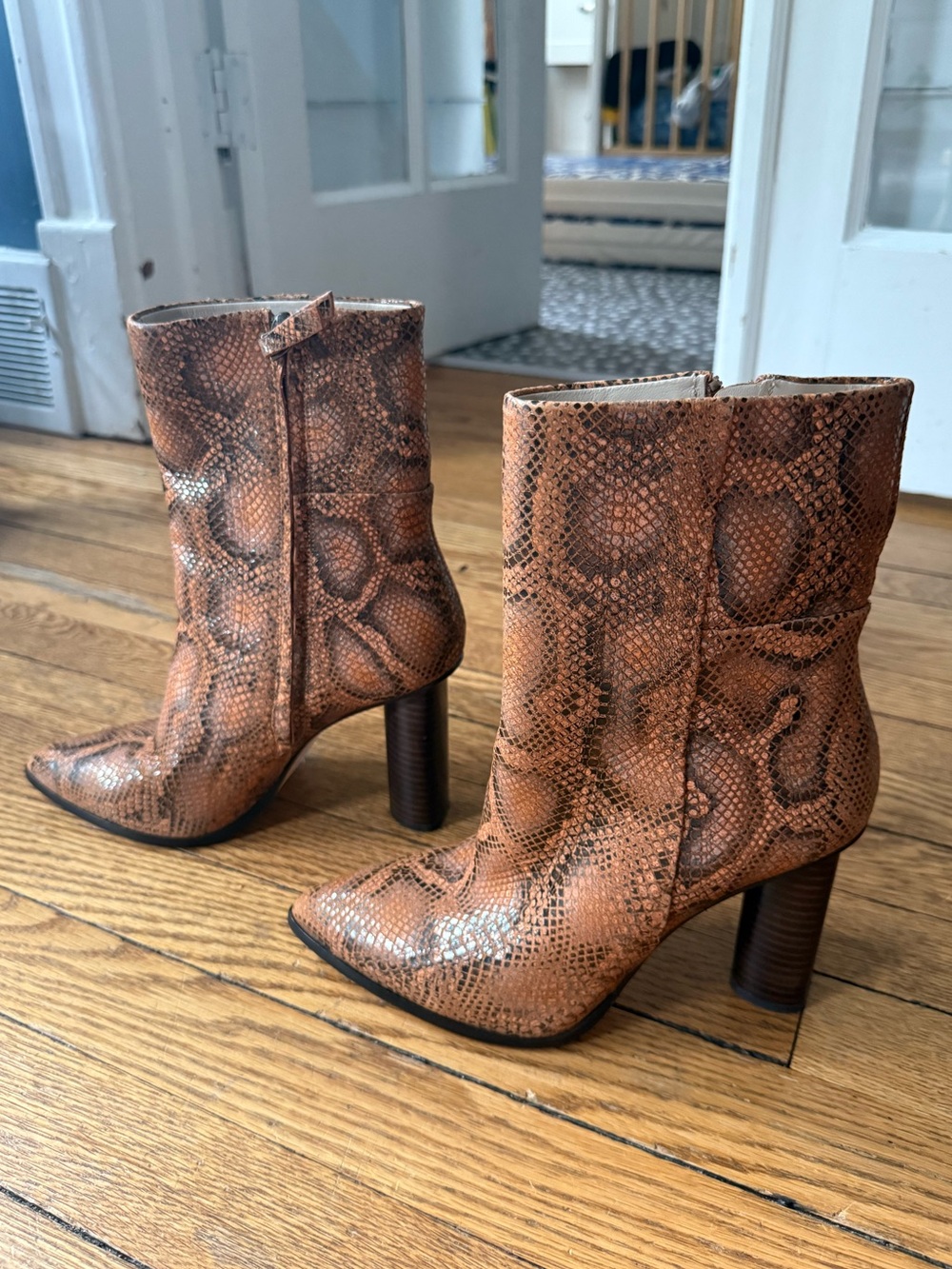 PAIGE Kaylee Snakeskin Leather Ankle Boot - Size 8